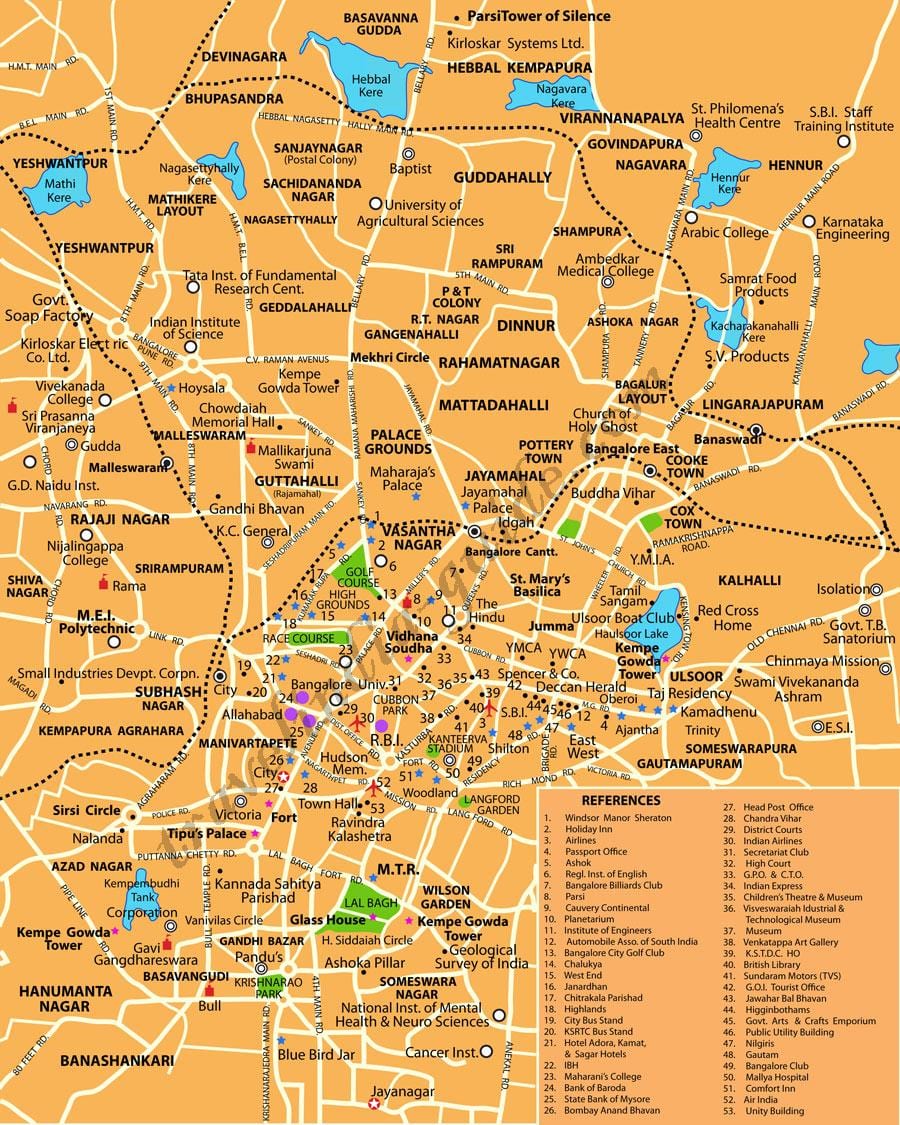 Banglore ಪ್ರವಾಸಿ ಸ್ಥಳಗಳು ನಕ್ಷೆ